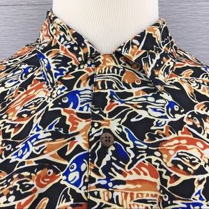 Jos A‎ Bank Men's 100% Silk Loud Fish Print Button Down SHIRT Size: XL